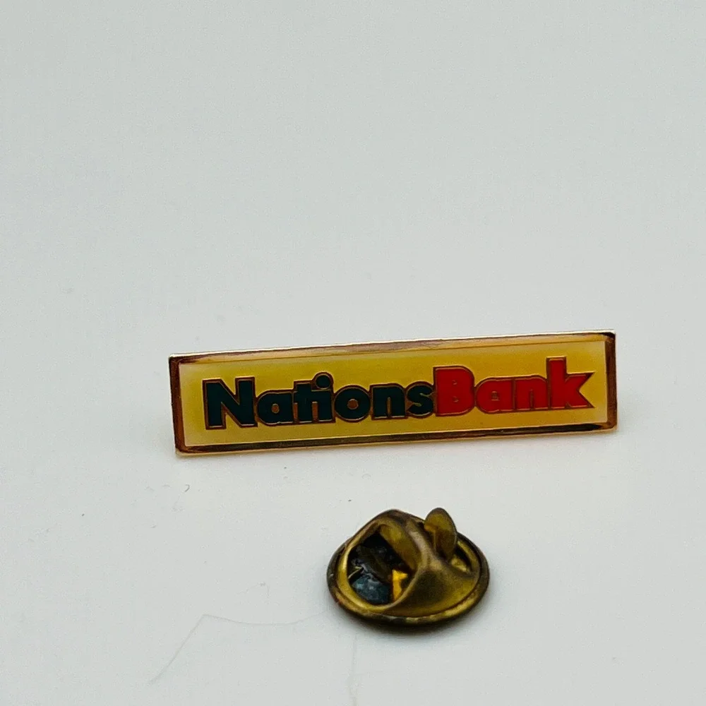 Vintage NationsBank Logo Lapel Pin‎ Gold Tone Banking Memorabilia Collectible